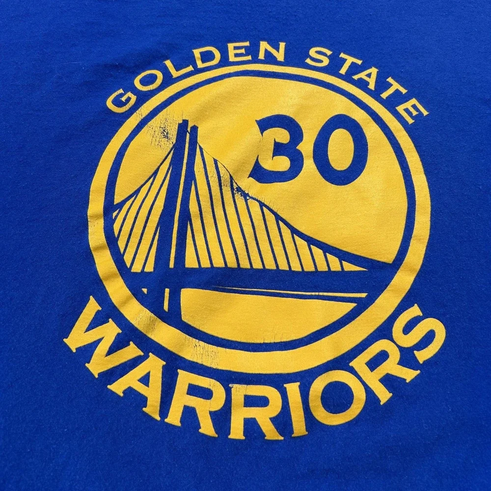 Adidas Golden State Warriors #30 Steph Curry Shirt Mens 3XL Blue Crew Neck Tee *